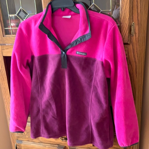 Columbia Jackets & Blazers - Columbia Hot Pink/Plum Fleece Pullover Plus Sz 1X